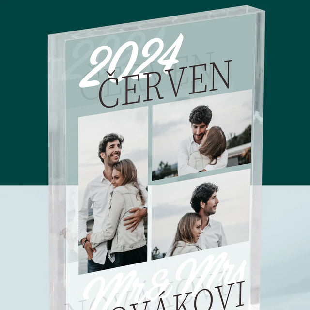 Fotokoláž: Mr&Mrs Datum - Akrylový Blok