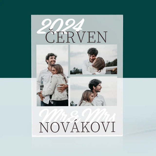 Fotokoláž: Mr&Mrs Datum - Akrylový Blok