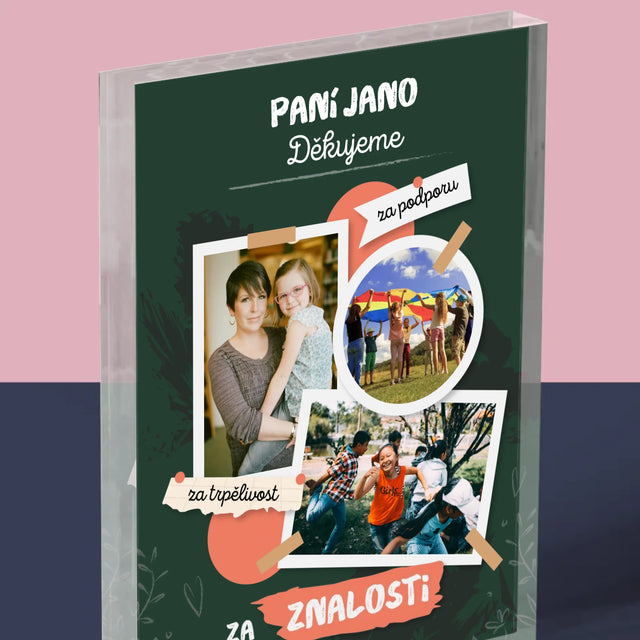 Fotokoláž: Děkujeme Za Znalosti - Akrylový Blok