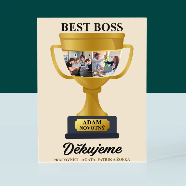 Fotokoláž: Best Boss Pohár - Akrylový Blok