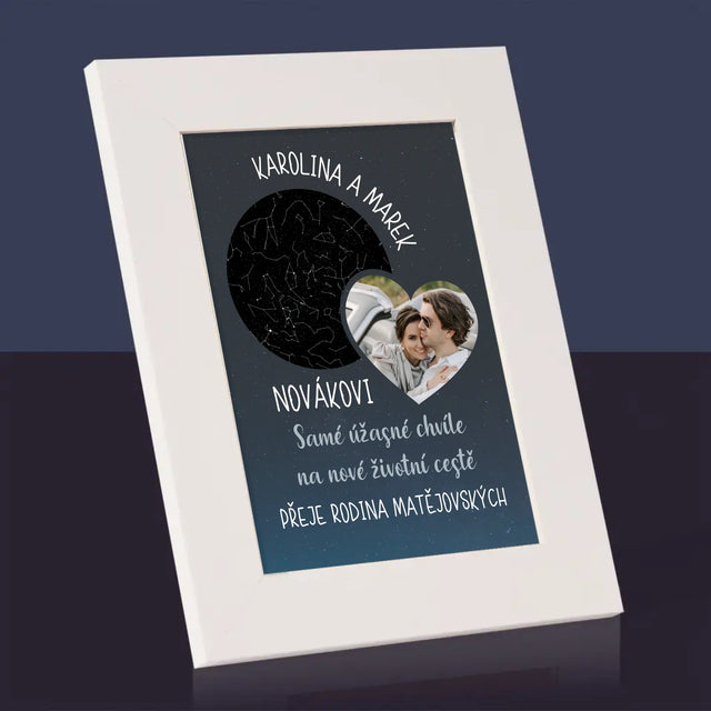 Hvězdná Mapa: Nová Životní Cesta Svatba - Fotorámeček