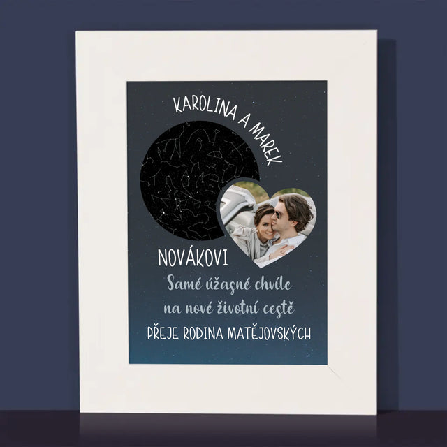 Hvězdná Mapa: Nová Životní Cesta Svatba - Fotorámeček