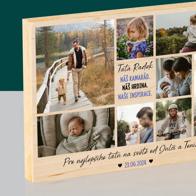 Fotokoláž: Táta Kamarád - Tisk Na Dřevo