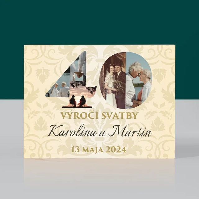 Slovo Z Fotek: 40. Výročí Svatby - Tisk Na Dřevo