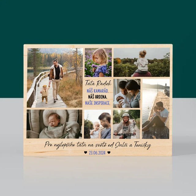 Fotokoláž: Táta Kamarád - Tisk Na Dřevo