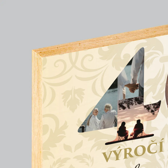 Slovo Z Fotek: 40. Výročí Svatby - Tisk Na Dřevo