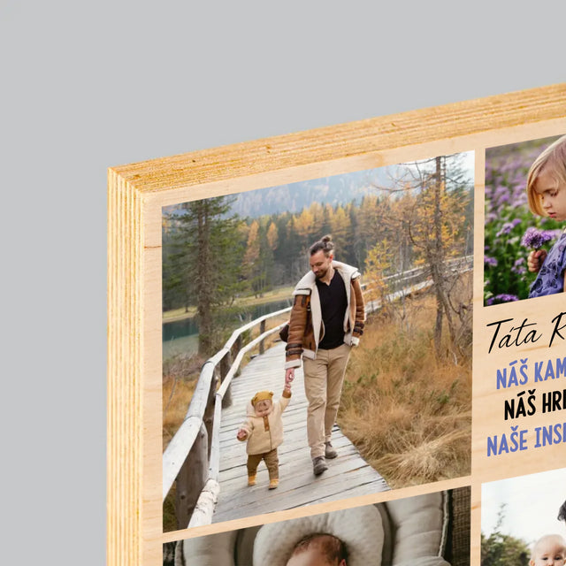 Fotokoláž: Táta Kamarád - Tisk Na Dřevo