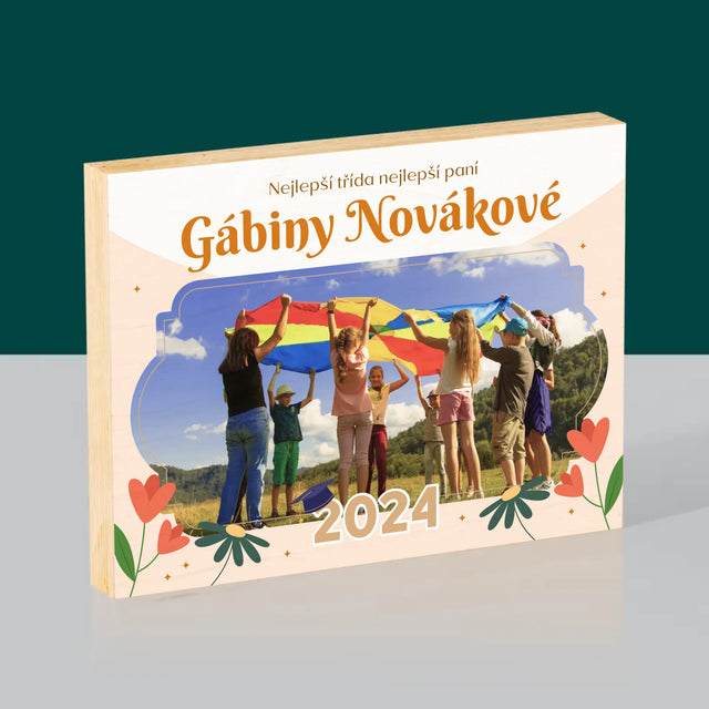 Fotka A Textem: Nejlepší Třída - Tisk Na Dřevo