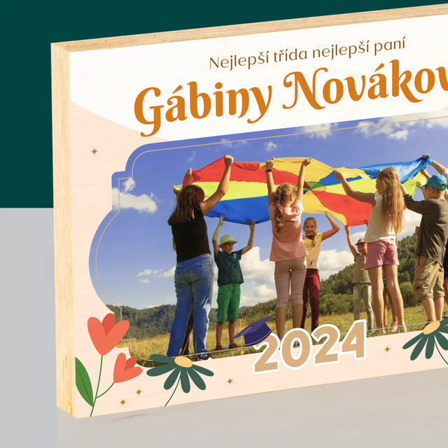 Fotka A Textem: Nejlepší Třída - Tisk Na Dřevo