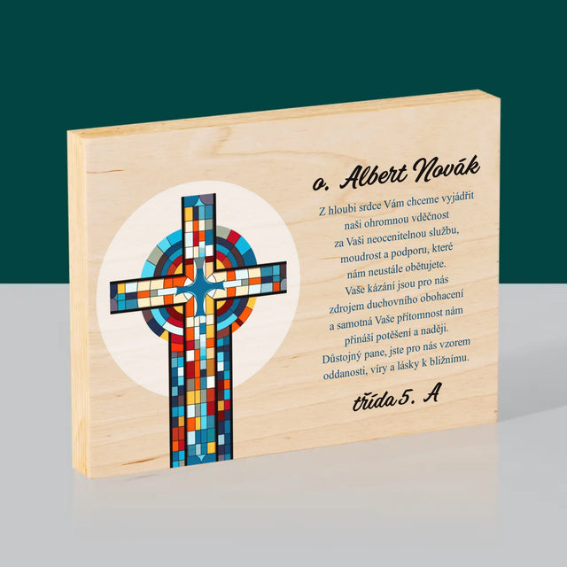 Jméno A Nápis: Poděkování Kříž - Tisk Na Dřevo