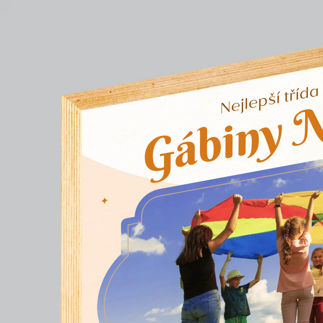 Fotka A Textem: Nejlepší Třída - Tisk Na Dřevo