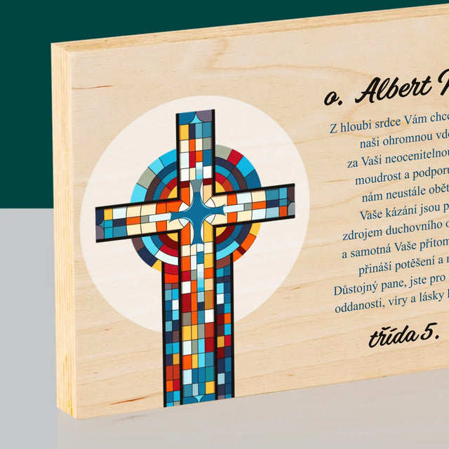 Jméno A Nápis: Poděkování Kříž - Tisk Na Dřevo