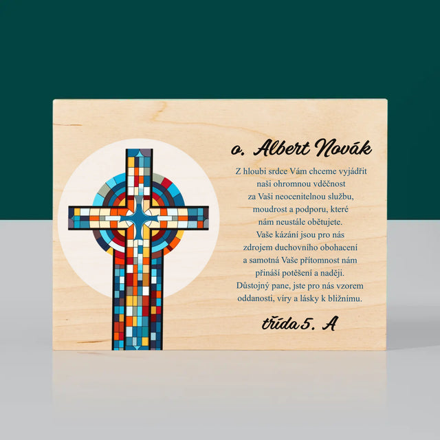 Jméno A Nápis: Poděkování Kříž - Tisk Na Dřevo