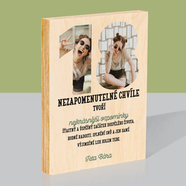 Slovo Z Fotek: 18. Narozeniny - Tisk Na Dřevo