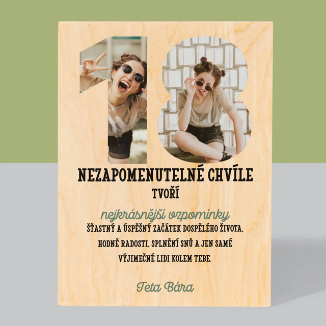 Slovo Z Fotek: 18. Narozeniny - Tisk Na Dřevo