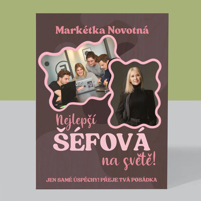 Fotokoláž: Nejlepší Šéfová - Tisk Na Dřevo