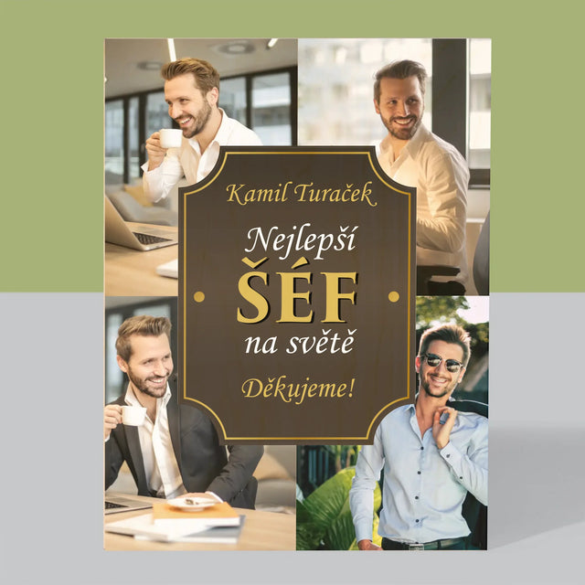 Fotokoláž: Nejlepší Šéf Na Světě - Tisk Na Dřevo