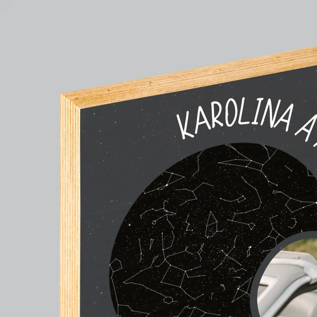 Hvězdná Mapa: Nová Životní Cesta Svatba - Tisk Na Dřevo