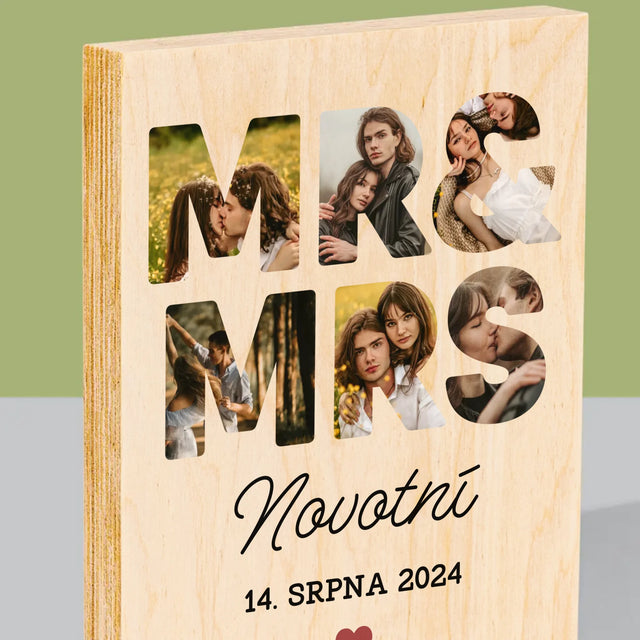 Slovo Z Fotek: Mr&Mrs - Tisk Na Dřevo