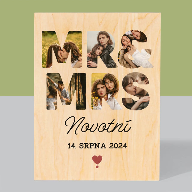 Slovo Z Fotek: Mr&Mrs - Tisk Na Dřevo