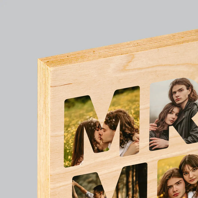 Slovo Z Fotek: Mr&Mrs - Tisk Na Dřevo