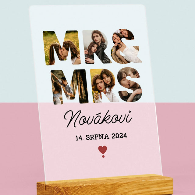 Slovo Z Fotek: Mr&Mrs - Tisk Na Akrylovém Skle