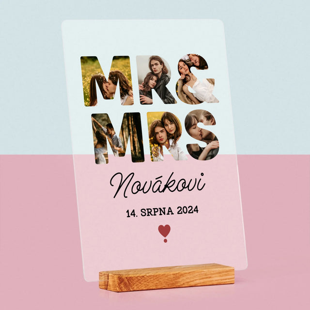 Slovo Z Fotek: Mr&Mrs - Tisk Na Akrylovém Skle