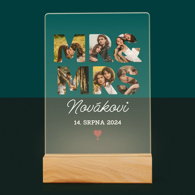 Slovo Z Fotek: Mr&Mrs - Tisk Na Akrylovém Skle