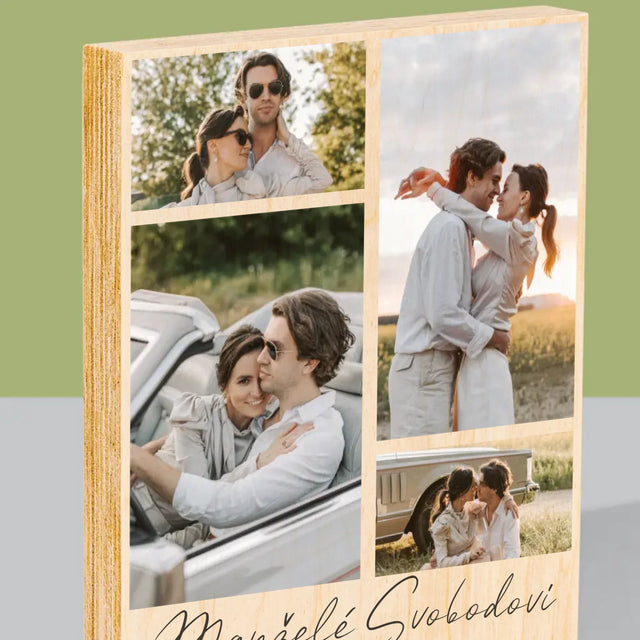 Fotokoláž: Manželé - Tisk Na Dřevo