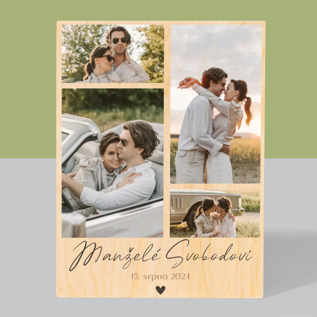 Fotokoláž: Manželé - Tisk Na Dřevo