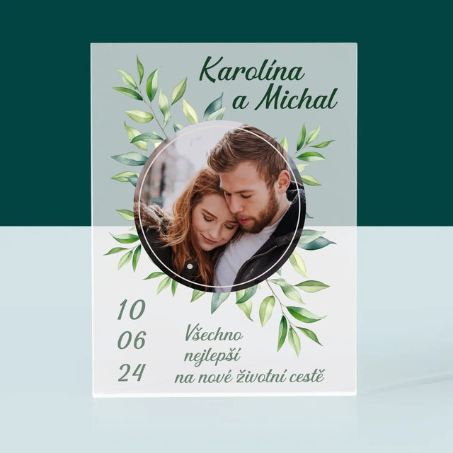 Fotka A Textem: Svatební Lístky - Akrylový Blok