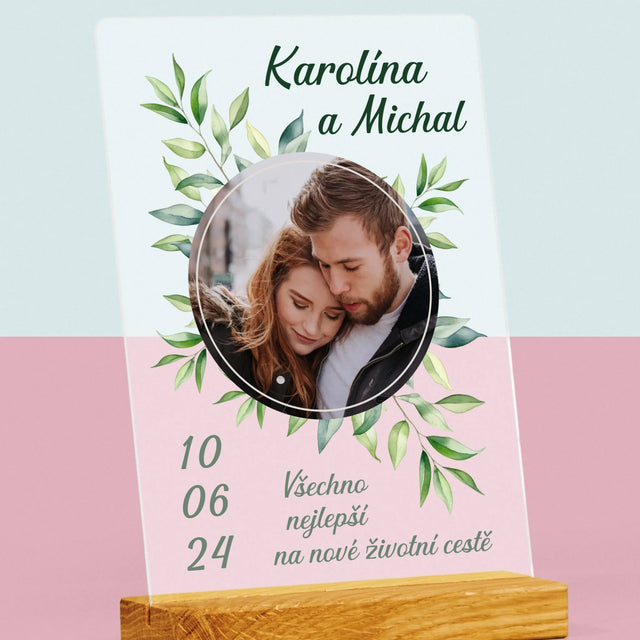 Fotka A Textem: Svatební Lístky - Tisk Na Akrylovém Skle