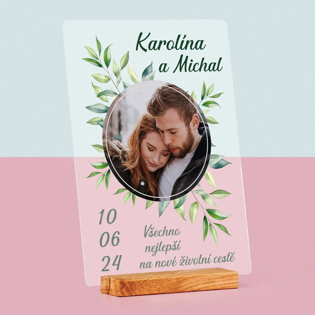 Fotka A Textem: Svatební Lístky - Tisk Na Akrylovém Skle
