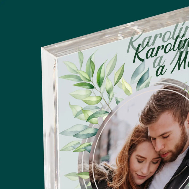 Fotka A Textem: Svatební Lístky - Akrylový Blok