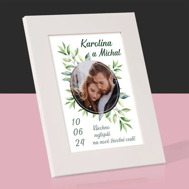 Fotka A Textem: Svatební Lístky - Fotorámeček