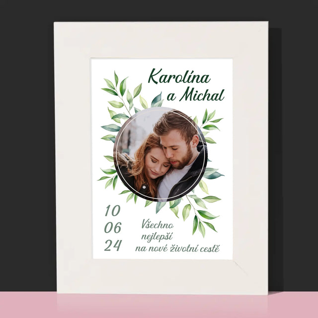 Fotka A Textem: Svatební Lístky - Fotorámeček