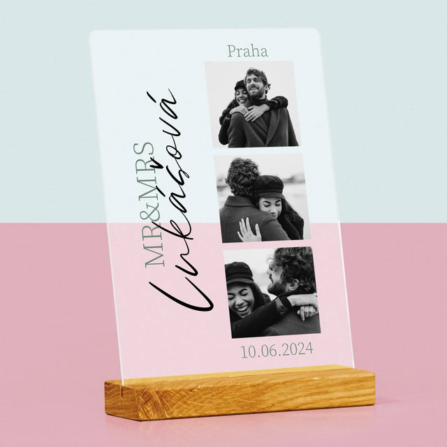 Fotokoláž: Mr&Mrs Svatební - Tisk Na Akrylovém Skle