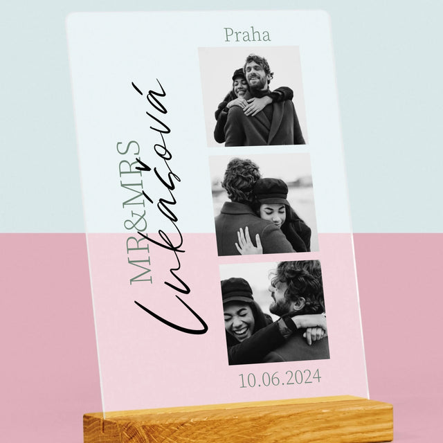 Fotokoláž: Mr&Mrs Svatební - Tisk Na Akrylovém Skle