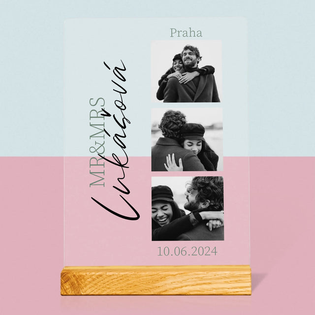 Fotokoláž: Mr&Mrs Svatební - Tisk Na Akrylovém Skle