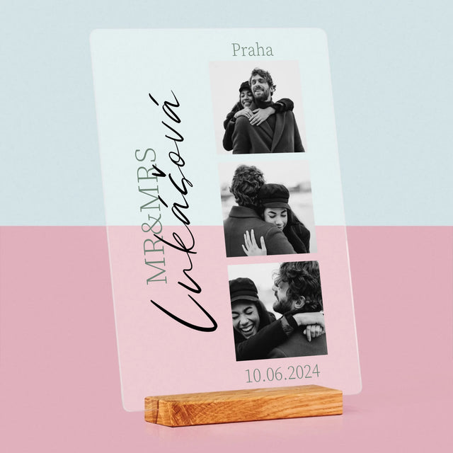 Fotokoláž: Mr&Mrs Svatební - Tisk Na Akrylovém Skle