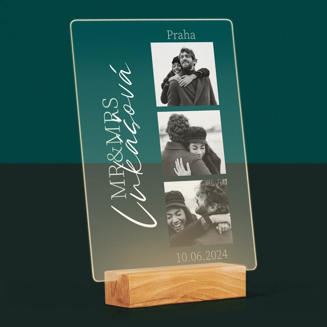 Fotokoláž: Mr&Mrs Svatební - Tisk Na Akrylovém Skle