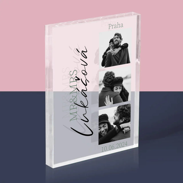 Fotokoláž: Mr&Mrs Svatební - Akrylový Blok
