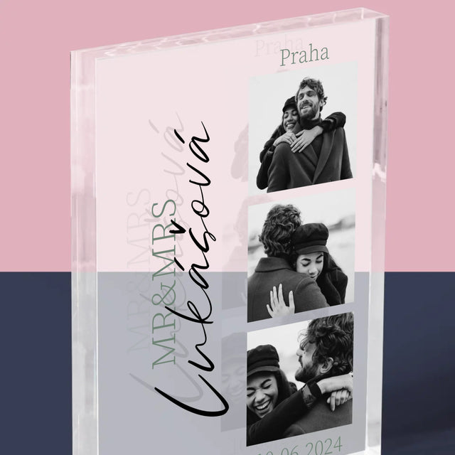 Fotokoláž: Mr&Mrs Svatební - Akrylový Blok