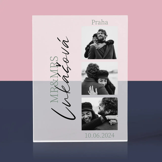 Fotokoláž: Mr&Mrs Svatební - Akrylový Blok