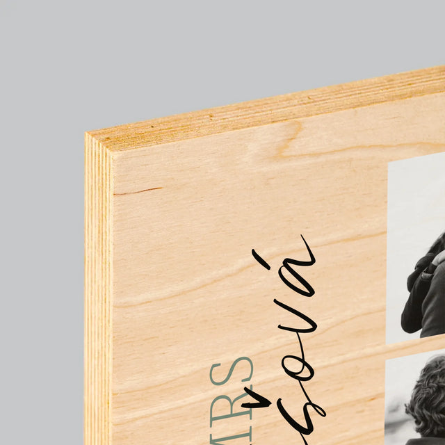 Fotokoláž: Mr&Mrs Svatební - Tisk Na Dřevo