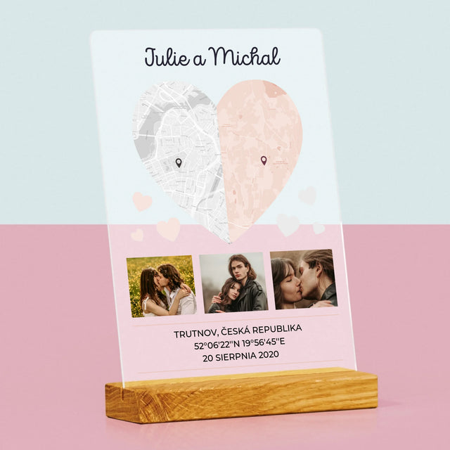 Mapa Města: Dvě Poloviny Srdce - Tisk Na Akrylovém Skle