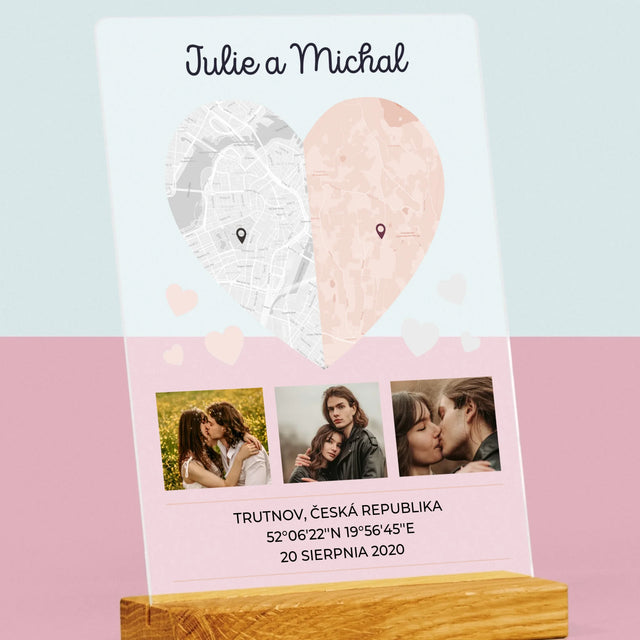 Mapa Města: Dvě Poloviny Srdce - Tisk Na Akrylovém Skle