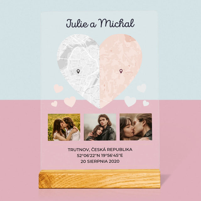 Mapa Města: Dvě Poloviny Srdce - Tisk Na Akrylovém Skle