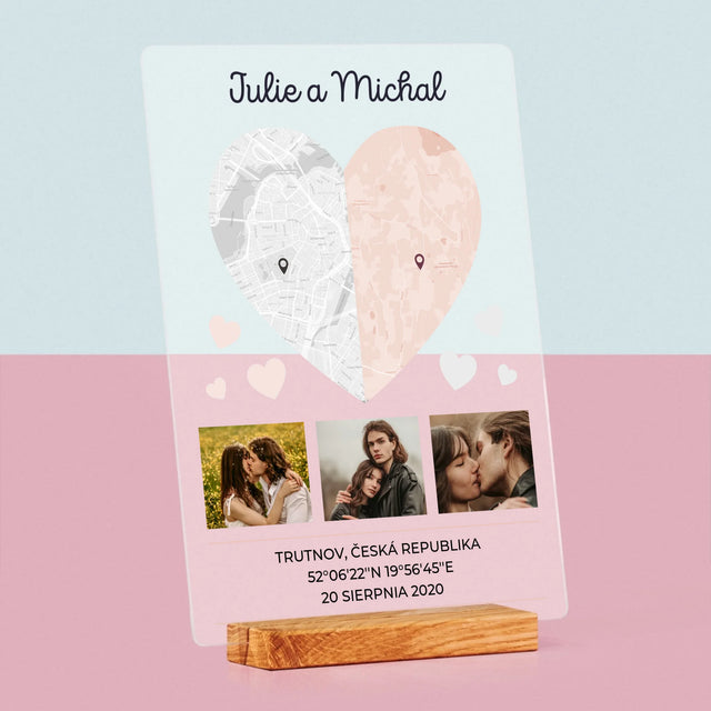 Mapa Města: Dvě Poloviny Srdce - Tisk Na Akrylovém Skle