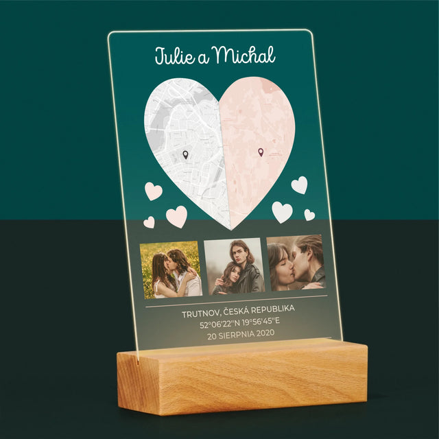 Mapa Města: Dvě Poloviny Srdce - Tisk Na Akrylovém Skle